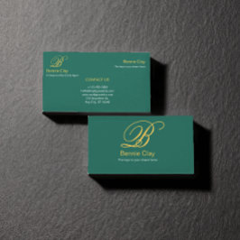 Tarjeta De Visita Green Beige Elegant Real Estate Agent