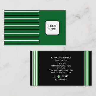 Tarjeta De Visita Green Black And White Line Art Business Card