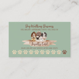Tarjeta De Visita Green Dog Walker Loyalty Discount Paw