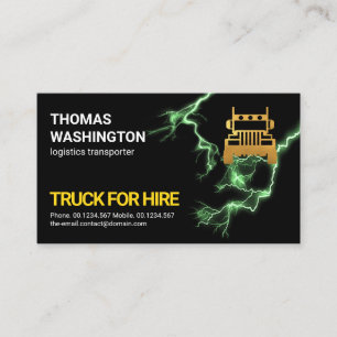 Tarjeta De Visita Green Electric Lightning Gold Trucking Transport