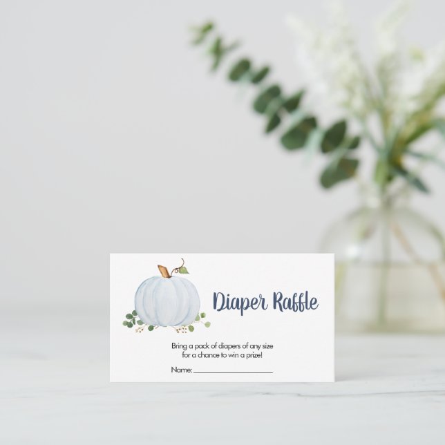 Tarjeta De Visita Green Fall Pumpkin Baby Shower Diaper Raffle (Anverso de pie)