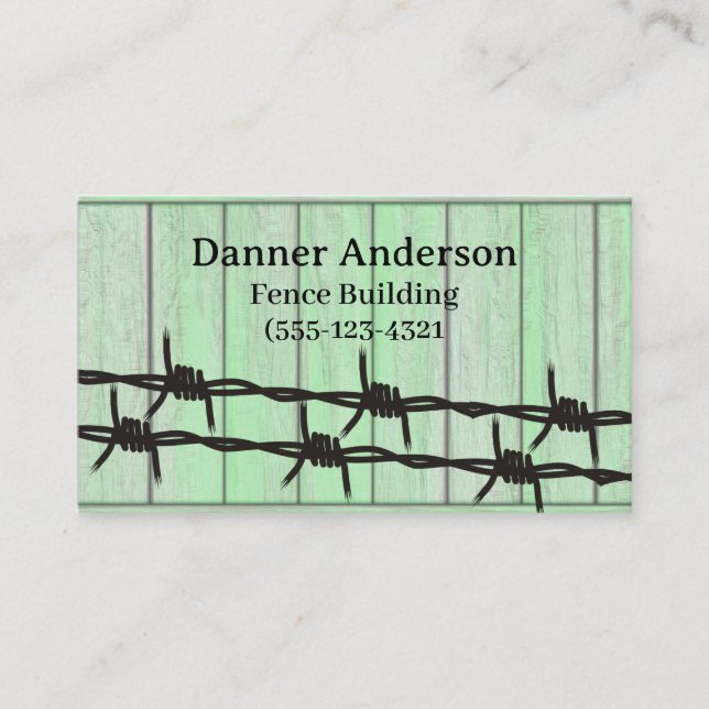 Tarjeta De Visita Green Fence Barb Wire Design Fence Company Busine (Anverso)
