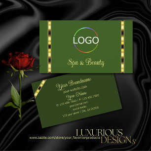 Tarjeta De Visita Green forestal con logotipo Gold Border Profesiona