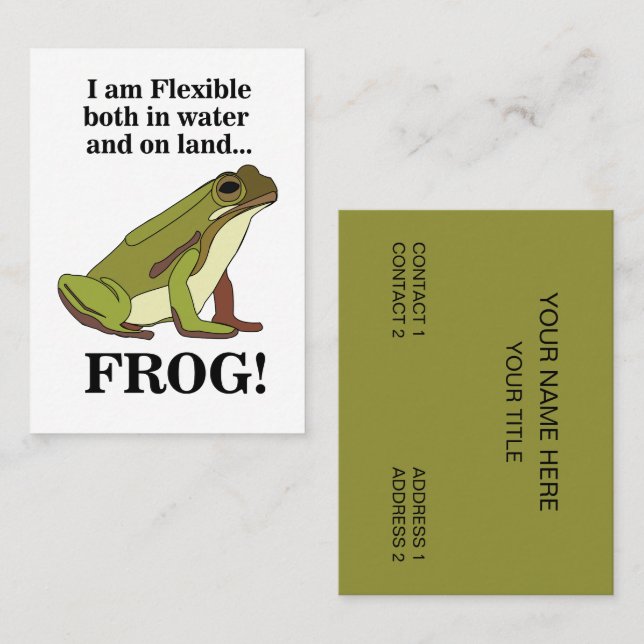 Tarjeta De Visita Green Frog Animal Funny (Anverso / Reverso)