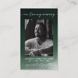 Tarjeta De Visita Green Funeral Memorial Prayer Photo Card