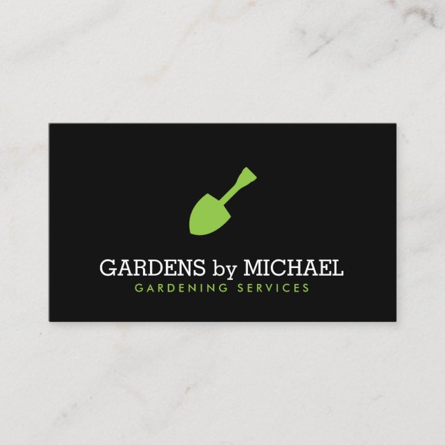 Tarjeta De Visita Green Garden Shovel Gardening Landscaping Services (Anverso)