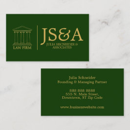Tarjeta De Visita Green Gold Attorney Monogram