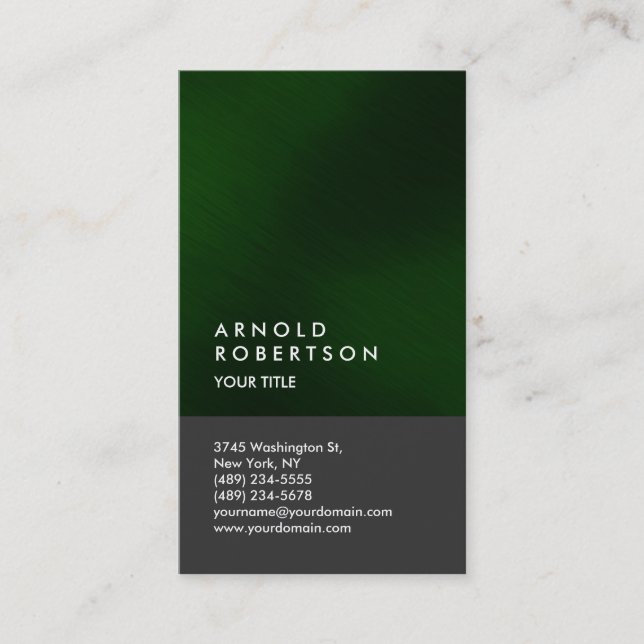 Tarjeta De Visita Green Gray Trend Modern Professional Business Card (Anverso)