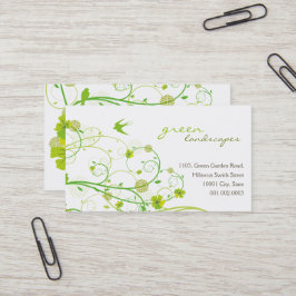 Tarjeta De Visita Green Hibiscus Swallow Birds Elegant Floral Garden
