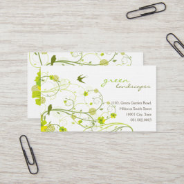 Tarjeta De Visita Green Hibiscus Swallow Birds Elegant Floral Garden