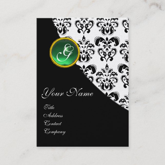 TARJETA DE VISITA GREEN JADE DAMASK MONOGRAM (Anverso)