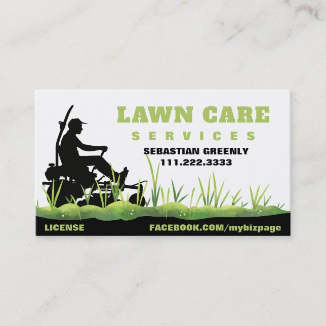 Tarjeta De Visita *~* Green Lawn Care Landscaping Grass Modern (Anverso)