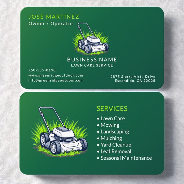 Tarjeta De Visita Green Lawn Service and Maintenance Professional (Subido por el creador)