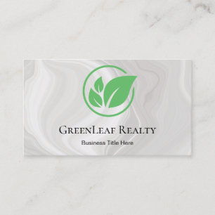 Tarjeta De Visita Green leaf Inmobiliaria mármol blanco personalizad