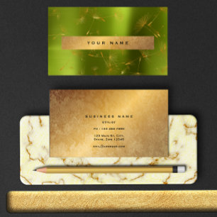 Tarjeta De Visita Green Lemon Gold Grungy Dandelion Confetti Vip