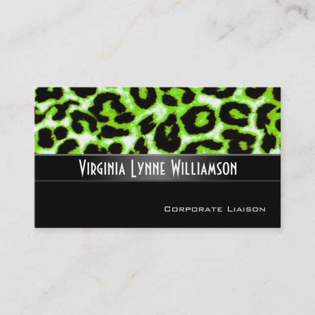 Tarjeta De Visita Green Leopard Modern Professional Card (Anverso)