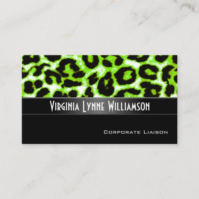 Tarjeta De Visita Green Leopard Modern Professional Card (Anverso)