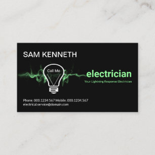 Tarjeta De Visita Green Lightning Powers Electrical Bulb Electrician