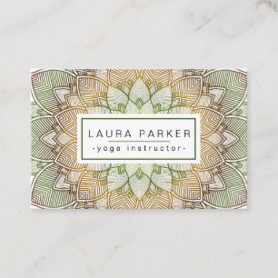 Tarjeta De Visita Green Lotus Mandala Yoga Meditación holística