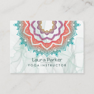 Tarjeta De Visita Green Mandala Art Yoga Instructor Holístico