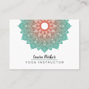 Tarjeta De Visita Green Mandala Lotus Meditación Yoga Holístico