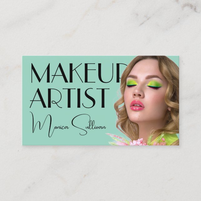Tarjeta De Visita Green mint tone makeup artist (Anverso)