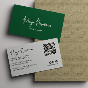 Tarjeta De Visita GREEN Moderno Elegante Minimal Código QR Profesion