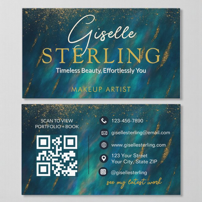 Tarjeta De Visita Green Opal Stone QR Code (Subido por el creador)
