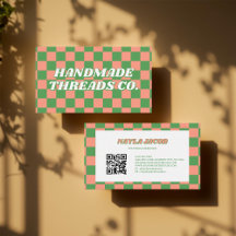 Green Peach Checkerboard Moderno Retro Profesional
