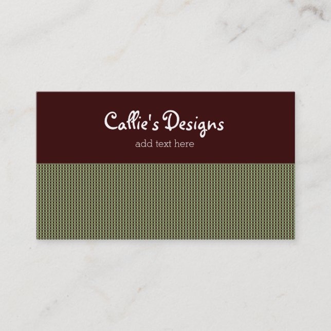 Tarjeta De Visita Green Plaid with Chocolate Brown (Anverso)