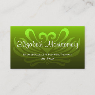 Tarjeta De Visita Green Professional Massage / Yoga Business Card