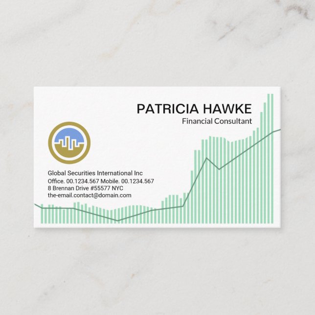 Tarjeta De Visita Green Profitability Share Graph Financial Advisor (Anverso)