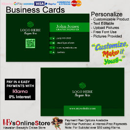 Tarjeta De Visita Green QR Code Business Cards 22 Pack de 100