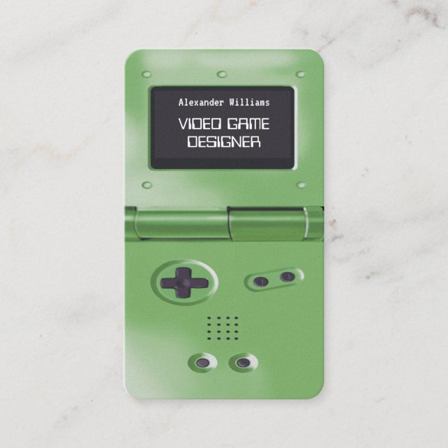Tarjeta De Visita Green Retro Style Gaming Console Game Designer (Anverso)