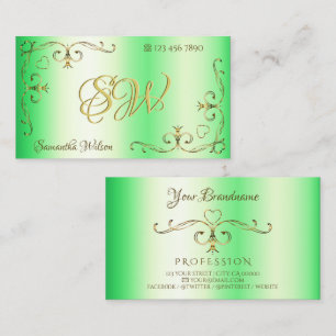 Tarjeta De Visita Green Shimmery con las iniciales de los rincones d