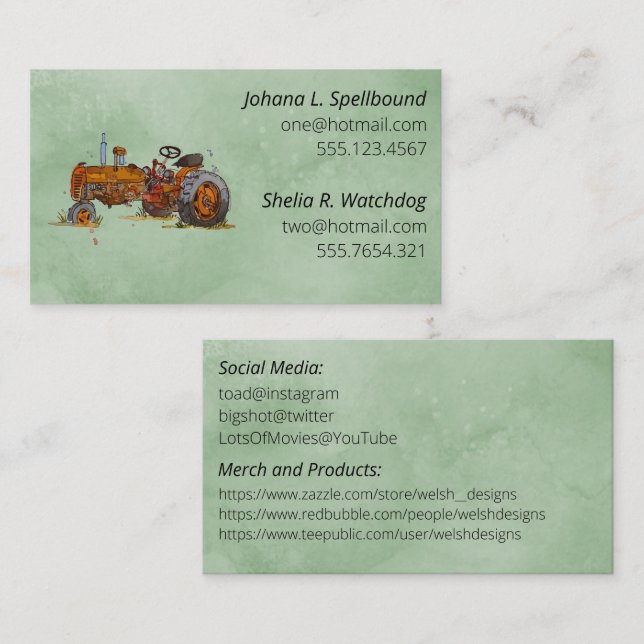 Tarjeta De Visita Green Social introduction calling card-tractor (Anverso / Reverso)