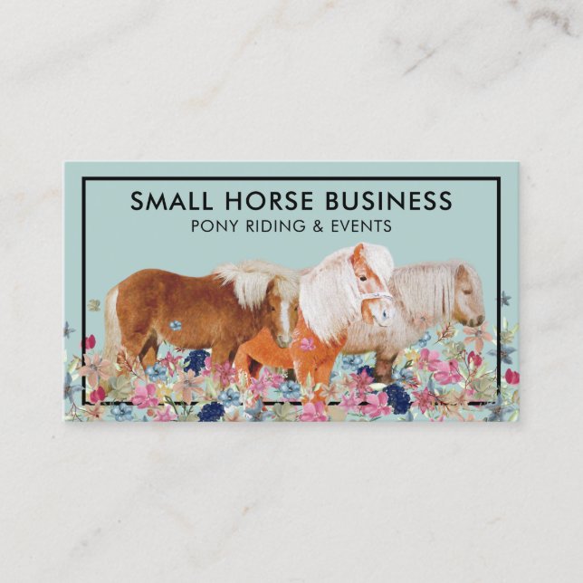 Tarjeta De Visita Green Soft Horse Riding Pony Floral (Anverso)