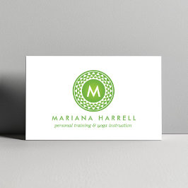 Tarjeta De Visita GREEN SUN LOGO MONOGRAM para YOGA STUDIO, FITNESS