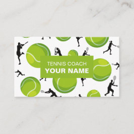 Tarjeta De Visita Green Tenis Coach Ball & Player Pattern Sport