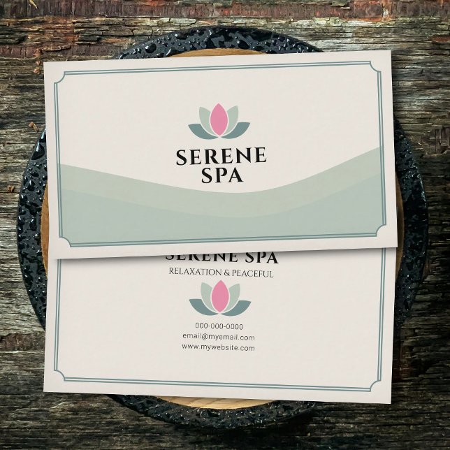 Tarjeta De Visita Green Tones Lotus Flower - Spa Salon (Green Tones Lotus Flower - Spa Salon Business Card)