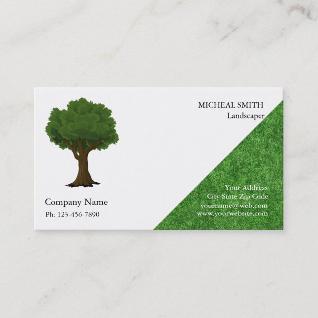 Tarjeta De Visita Green Tree Garden Lawrence Care y Landscape Busine (Anverso)