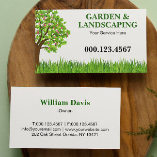 Tarjeta De Visita Green Tree Grass Lawn Care Services