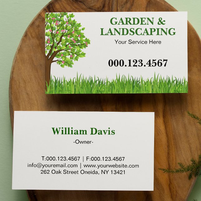 Tarjeta De Visita Green Tree Grass Lawn Care Services (Subido por el creador)