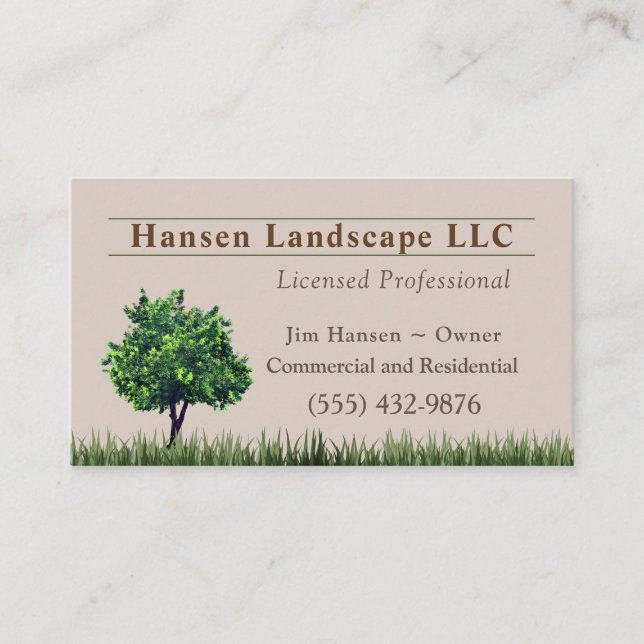Tarjeta De Visita Green Tree Landscaping Yard Tree Service (Anverso)
