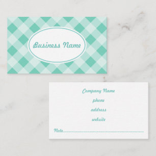 Tarjeta De Visita Green Turquoise Gingham Business Card