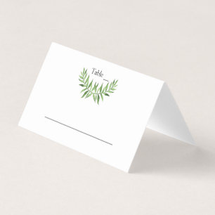Tarjeta De Visita Green Watercolor Green Leaf Boda Place Card