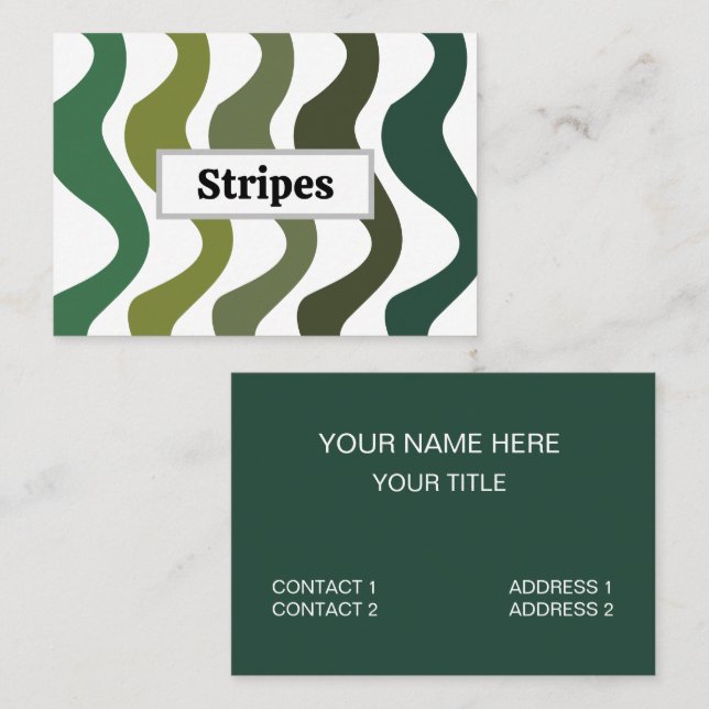 Tarjeta De Visita Green Wavy Stripes (Anverso / Reverso)