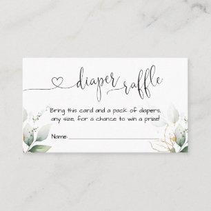 Tarjeta De Visita Greenery Eucalyptus Diaper Raffle Card Insertar