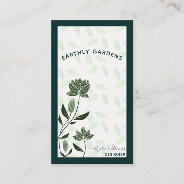 Tarjeta De Visita Greenery Garden Designer Business Card (Anverso)
