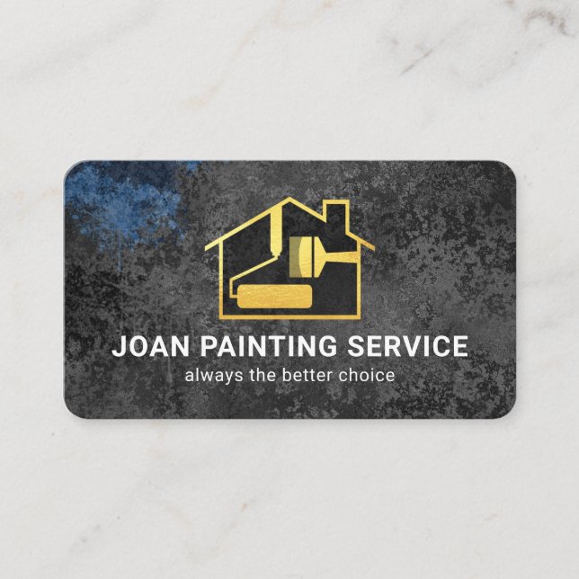 Tarjeta De Visita Grey Grunge Paint Painter Service (Anverso)